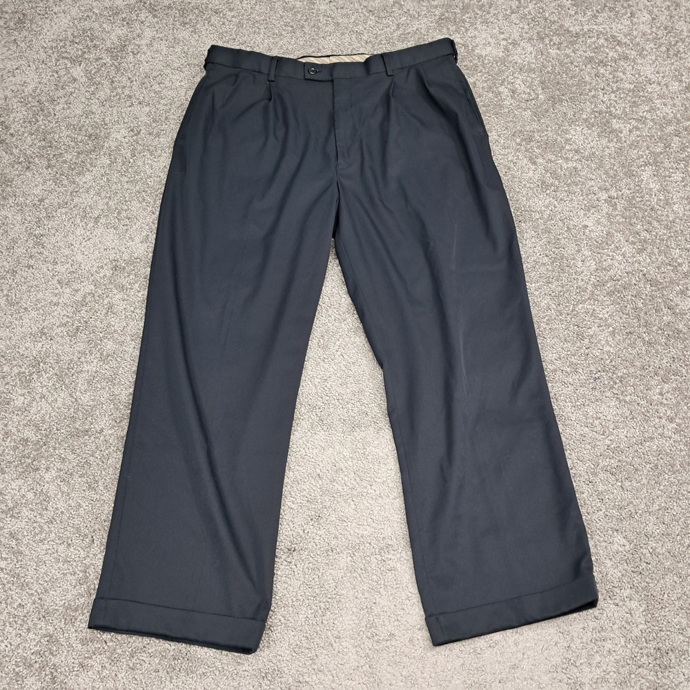 Saddlebred Mens‎ Black Pleated Cuffed Microfiber Dress Pants 36x29 ML 10-6469